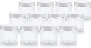 (12 Pack) 4 oz Clear PET Plastic Jar with White Foam Lined Lid