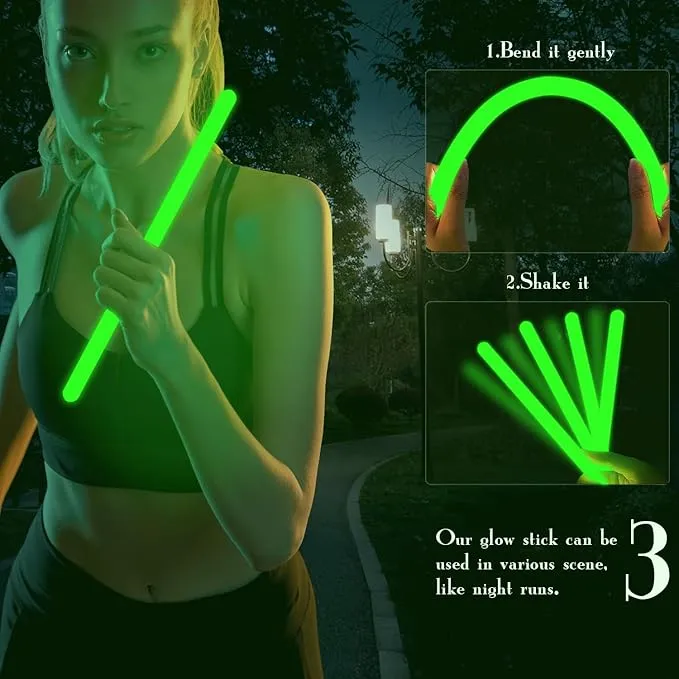 12 PCS 14 Inch Industry Grade Glow Sticks Bulk Emergency Jumbo Light Sticks Glow in The Dark Bright Large Glow Sticks for Camping,Hiking,Hurricane, Earthquake, Survival Kit Accessories