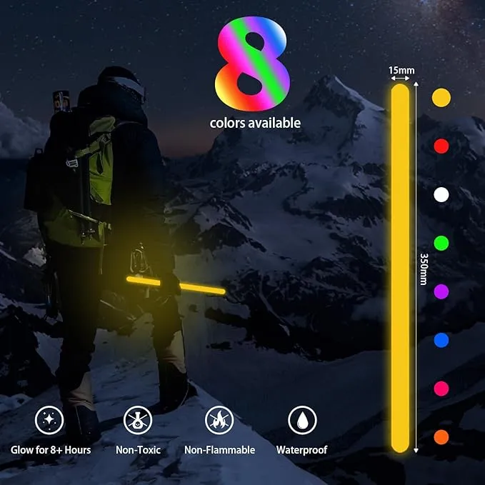 12 PCS 14 Inch Industry Grade Glow Sticks Bulk Emergency Jumbo Light Sticks Glow in The Dark Bright Large Glow Sticks for Camping,Hiking,Hurricane, Earthquake, Survival Kit Accessories