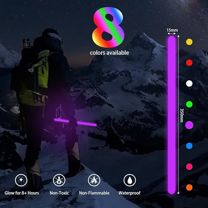 12 PCS 14 Inch Industry Grade Glow Sticks Bulk Emergency Jumbo Light Sticks Glow in The Dark Bright Large Glow Sticks for Camping,Hiking,Hurricane, Earthquake, Survival Kit Accessories