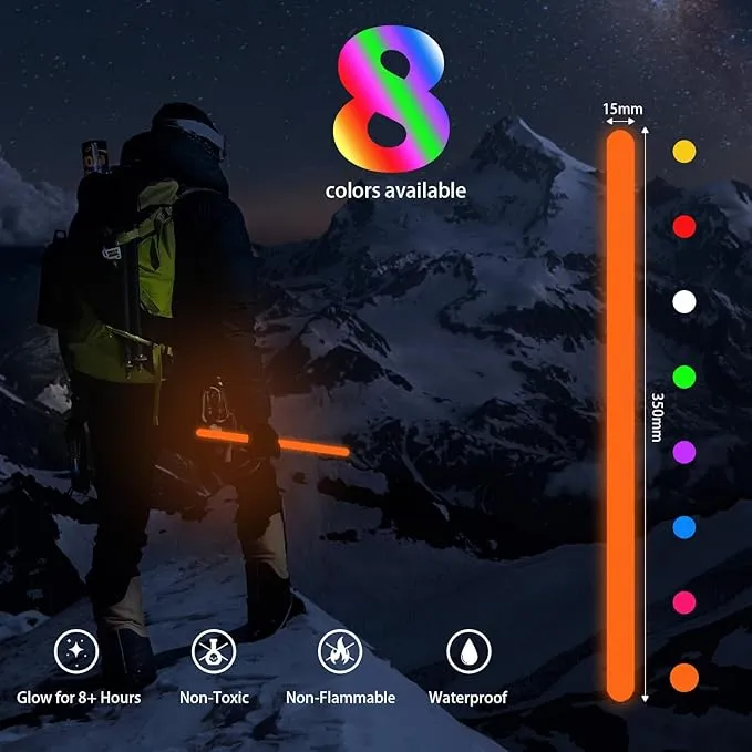 12 PCS 14 Inch Industry Grade Glow Sticks Bulk Emergency Jumbo Light Sticks Glow in The Dark Bright Large Glow Sticks for Camping,Hiking,Hurricane, Earthquake, Survival Kit Accessories