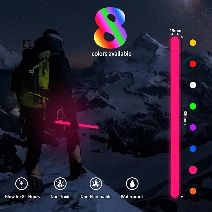 12 PCS 14 Inch Industry Grade Glow Sticks Bulk Emergency Jumbo Light Sticks Glow in The Dark Bright Large Glow Sticks for Camping,Hiking,Hurricane, Earthquake, Survival Kit Accessories