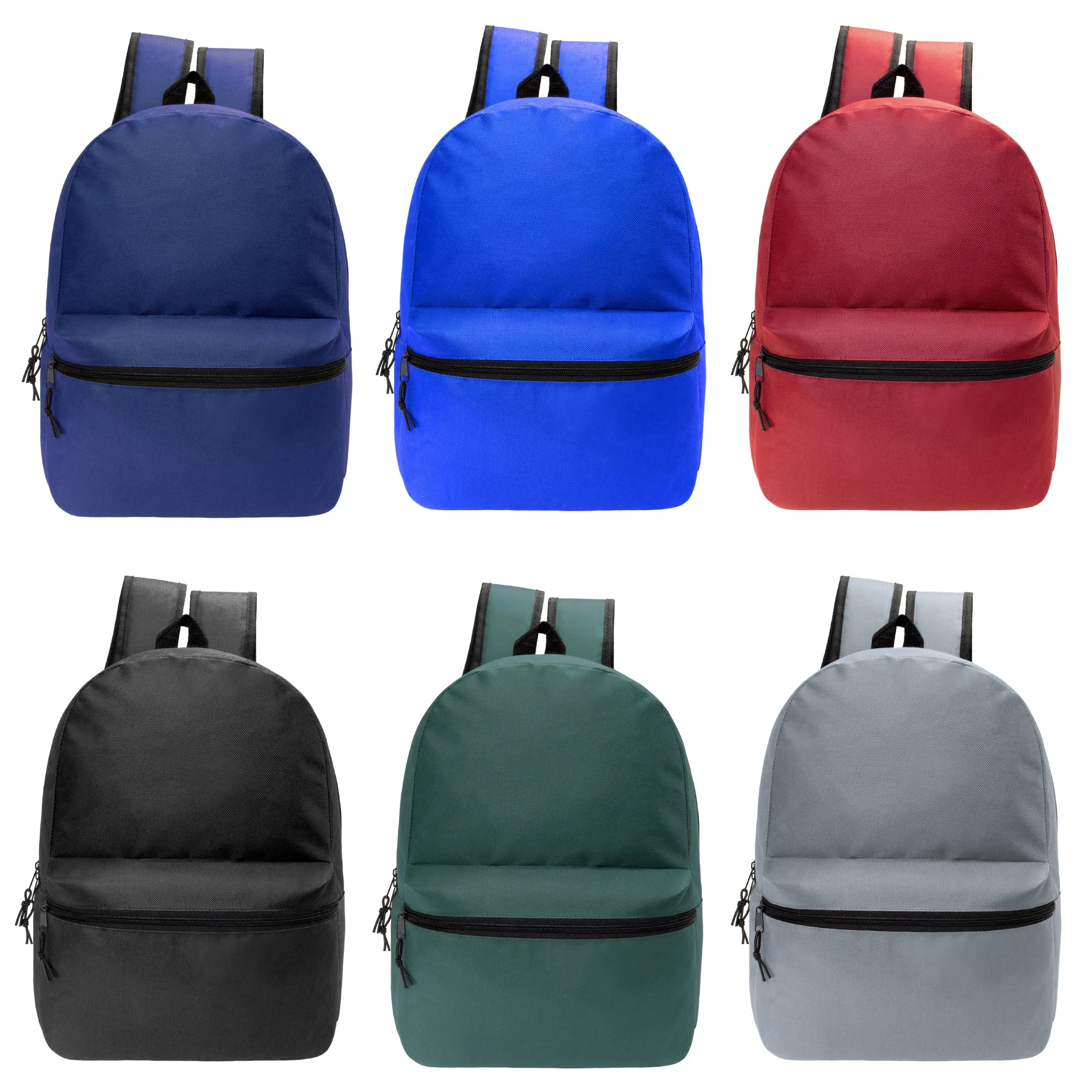 12 Wholesale 18.5" Backpacks in Assorted Colors & 12 Bulk School Supply Kits