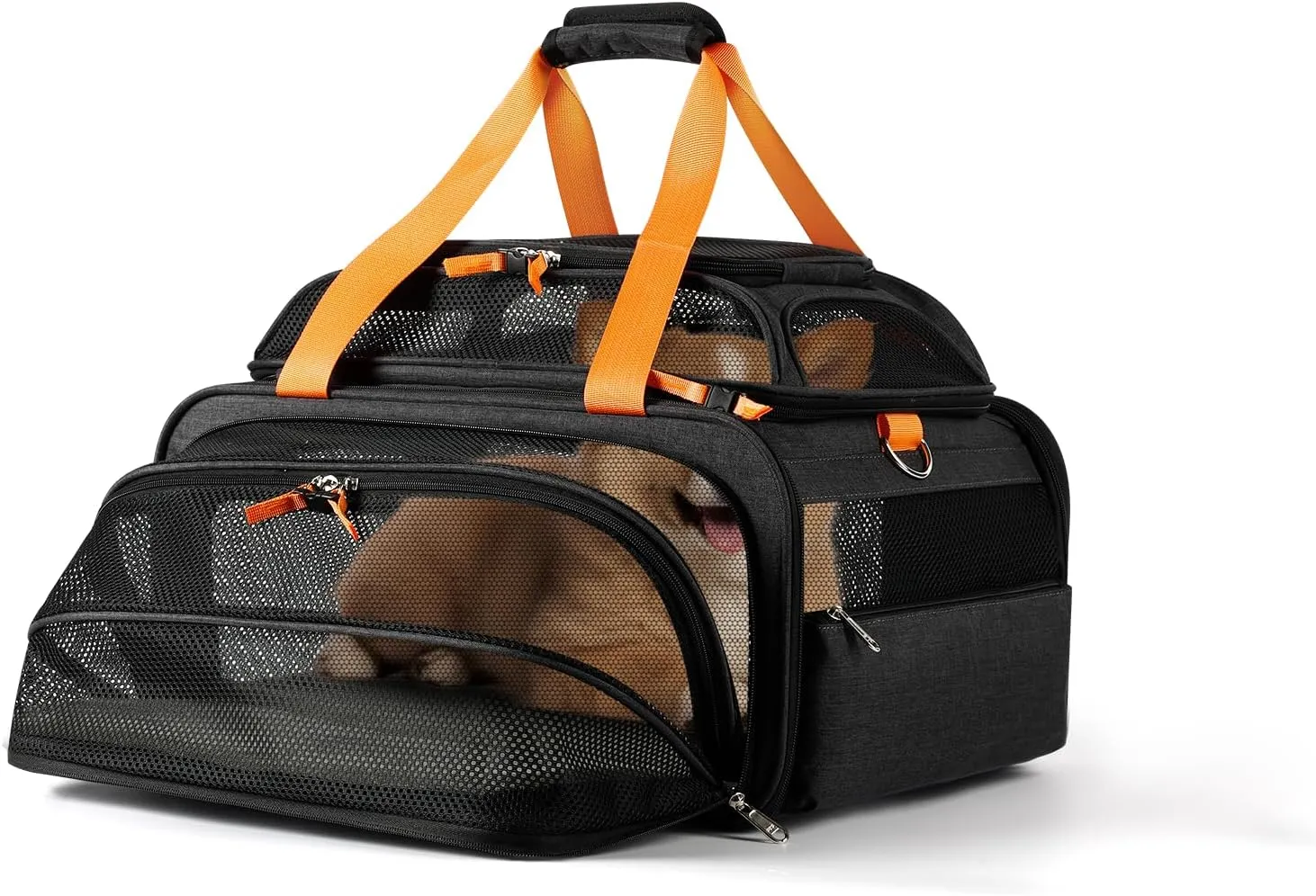 18x13.5x9 TSA Approved top and 1 Side Expandable pet Carrier for Small Dog Puppy cat up to 10 lbs Weight and 17'' Length, for Spirit Southwest Allegiant Airlines