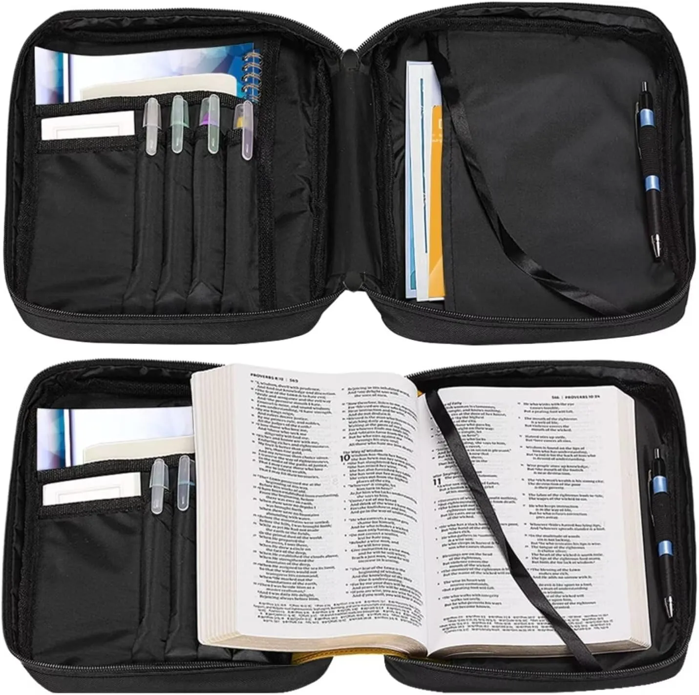 2 Pcs Bible Cover with Wristlet Keychain Bible Case with Handle for Women Christian Tote Bag Keychain Lanyard, Let Your Faith Be Bigger Than Your Fear