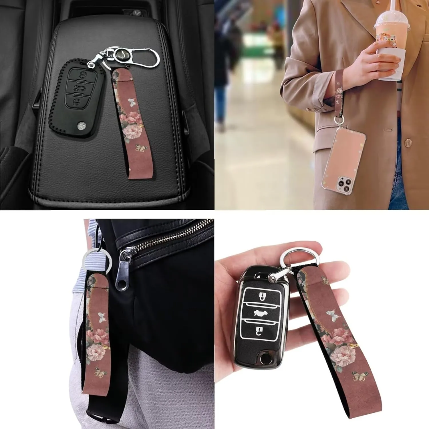 2 Pcs Bible Cover with Wristlet Keychain Bible Case with Handle for Women Christian Tote Bag Keychain Lanyard, Let Your Faith Be Bigger Than Your Fear