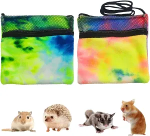 2 Pcs Sugar Glider Bonding Pouch Soft Sleeping Bag with Breathable Mesh Shoulder Strap Portable Small Animal Carrier for Hamsters Gerbils Hedgehogs Marmosets Squirrels (2 Pack)