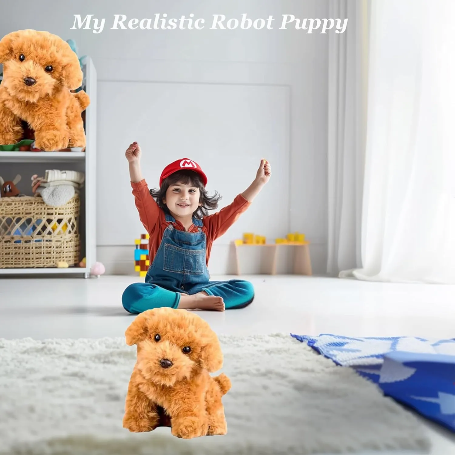 2025 New Realistic Robot Puppy,My Realistic Robot Puppy for Adults,Ai Robotic Dog,Walking, Barking,Tail Wagging (D1-1PCS)