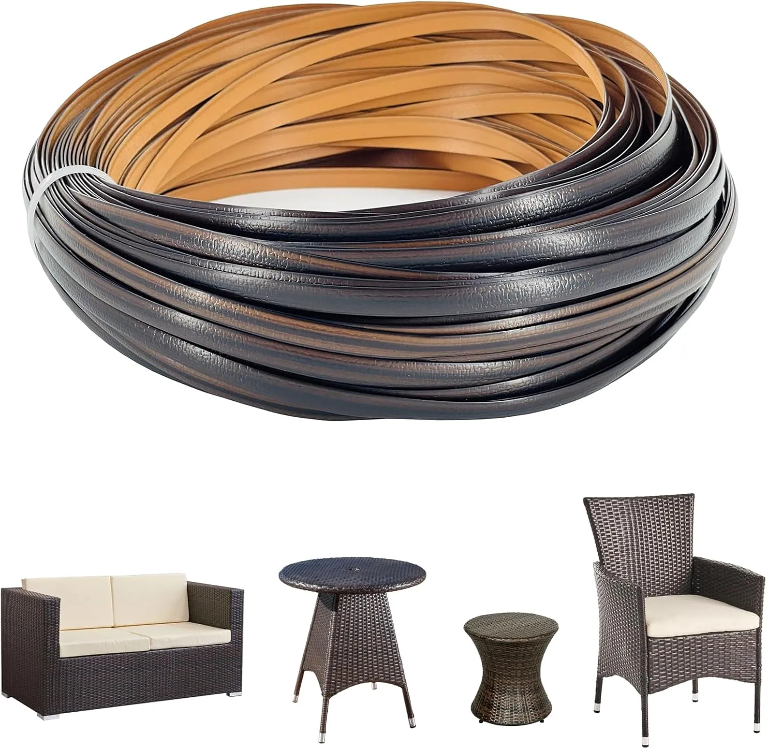 240 Ft Wicker Repair Kit, Plastic Wicker Repair Supplies, Mixed Dark Brown, Synthetic Rattan Replacement Material for Patio Wicker Furniture Sofa Chair Repair