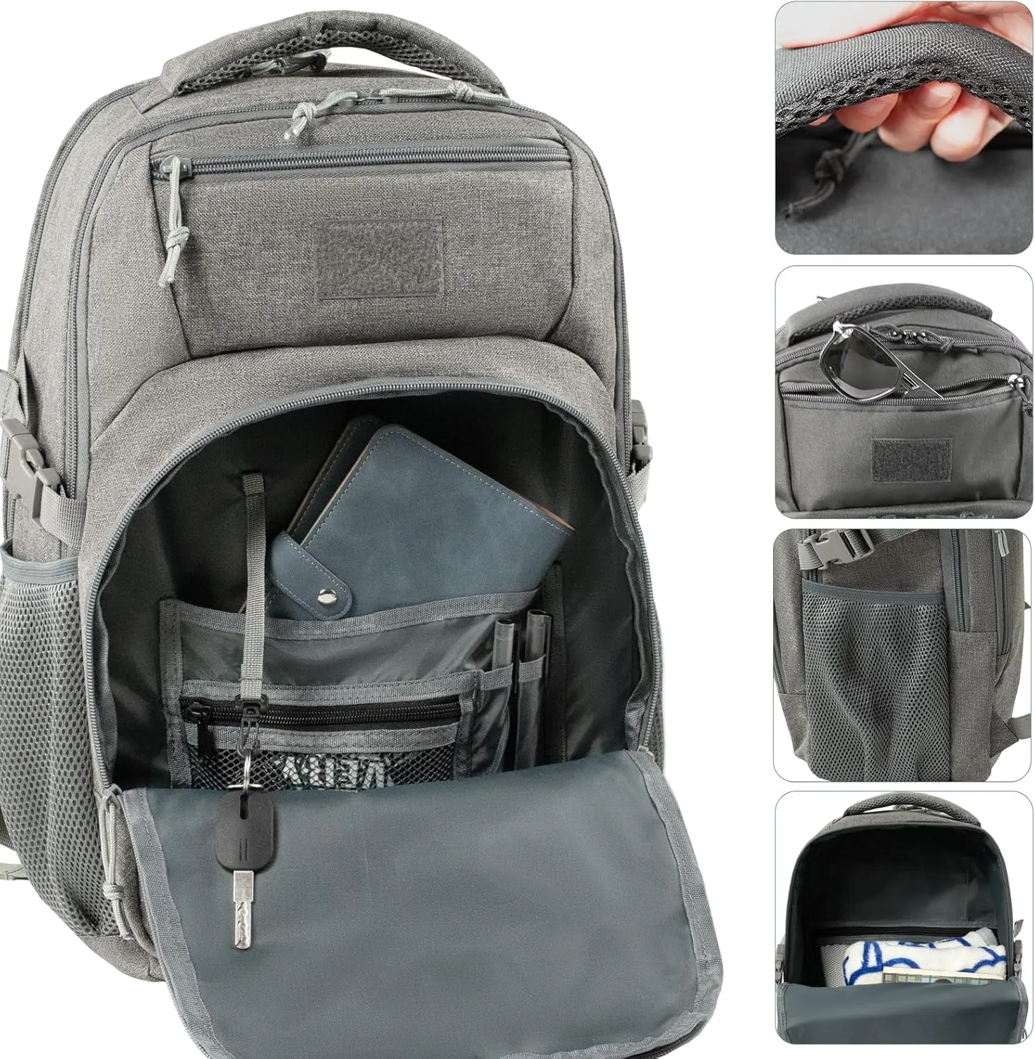 25L Military Travel Laptop Backpack 15.6-inch Backpack For Women Business Carry On Flight Approved Small Grey Backpack Bug Out Bag Work Gym Weekend Bag Men's Assault Bags Back Pack
