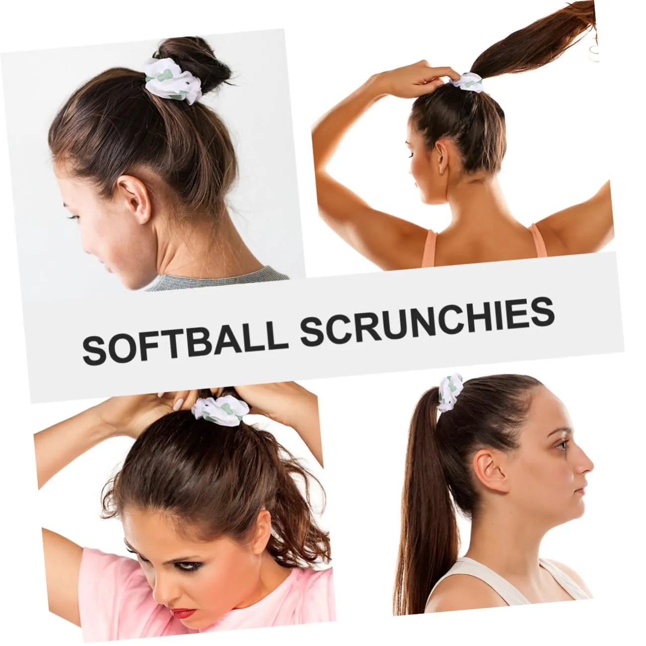 2sets Girls Softball Scrunchies Bow for Hair Women Head Tie Hair Ring Summer Ties Softball Accessories Made of Fabric Material 10pcs*2