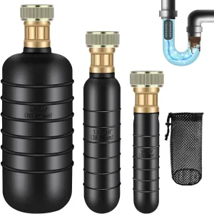 3 PCS Drain Cleaning Bladder, AHIER Drain Bladder Kit Different Sizes Fits 1" to 6" Drainage Pipe Unclogs Bathroom Sink, Swimming Pool, Basement, Bathtub & Sewer Line Stubborn Blockages