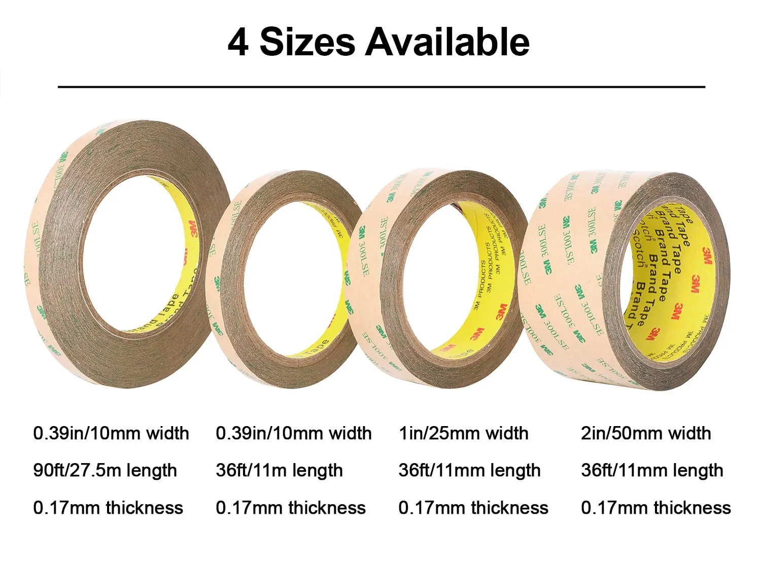 300LSE Double Side Tape Heavy Duty 36ft, Clear Mounting Tape Removable for Scrapbook,Transparent Sticky Tape Picture Hanging Strips