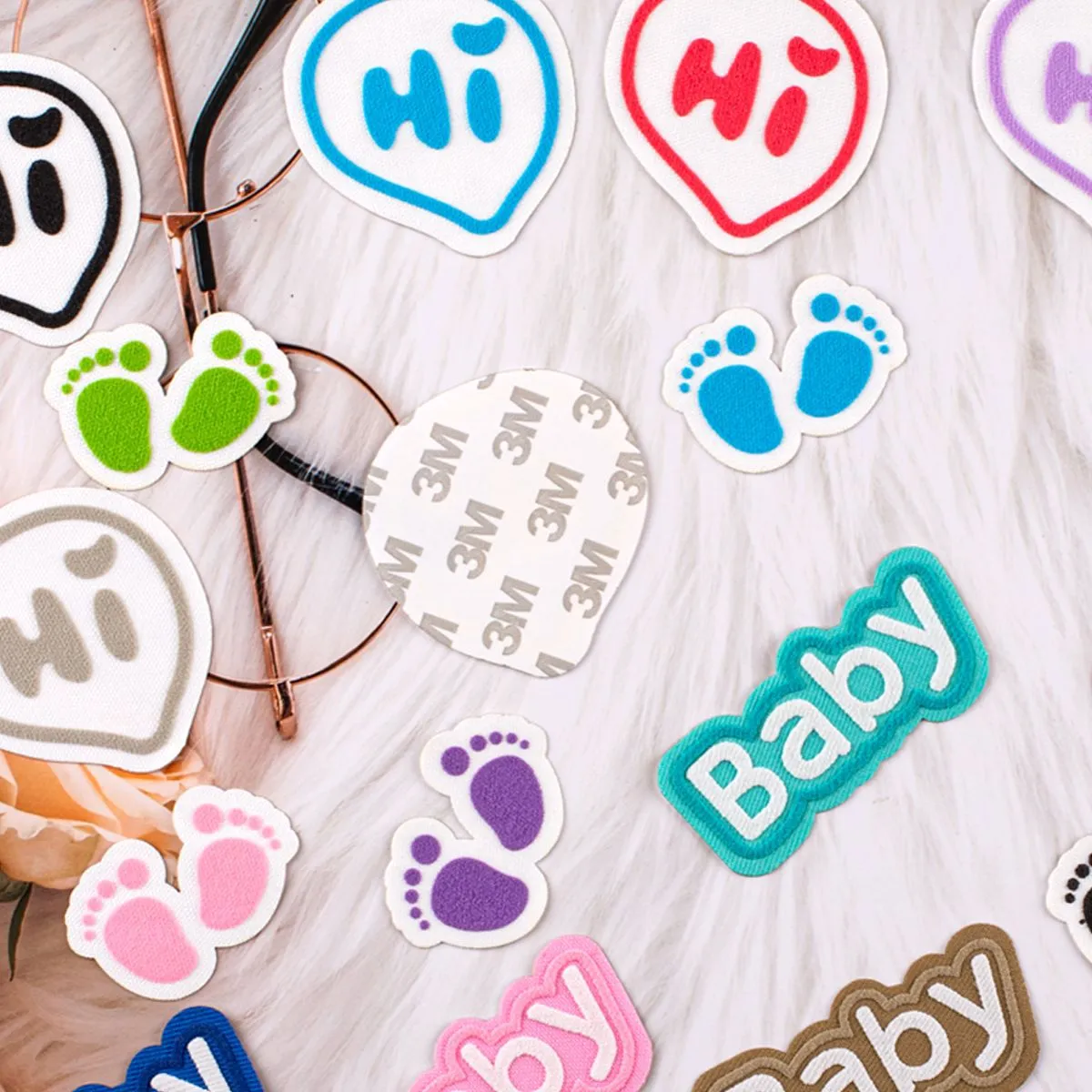 3M Self-Adhesive Hi Baby Footprint Alphabet 3D Patches for Kids 18PCS