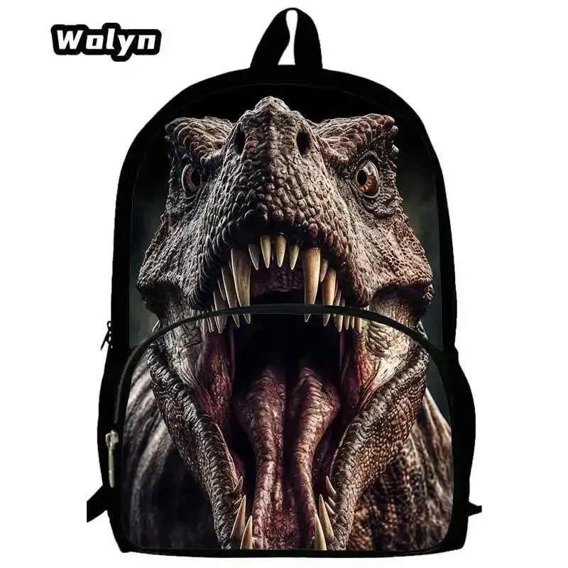 3Pcs Set Dinosaur School Backpack with Pencil Case Shoulder Bags for Grade 1-3 ,Cartoon Animal Print School Bags for Boys Girls