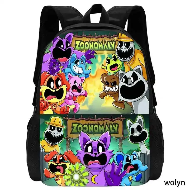3Pcs Set Zoonomaly Prints School Backpack for Child With Shoulder Bags, Pencil Case ,Cartoon School Bags for Boys Girls
