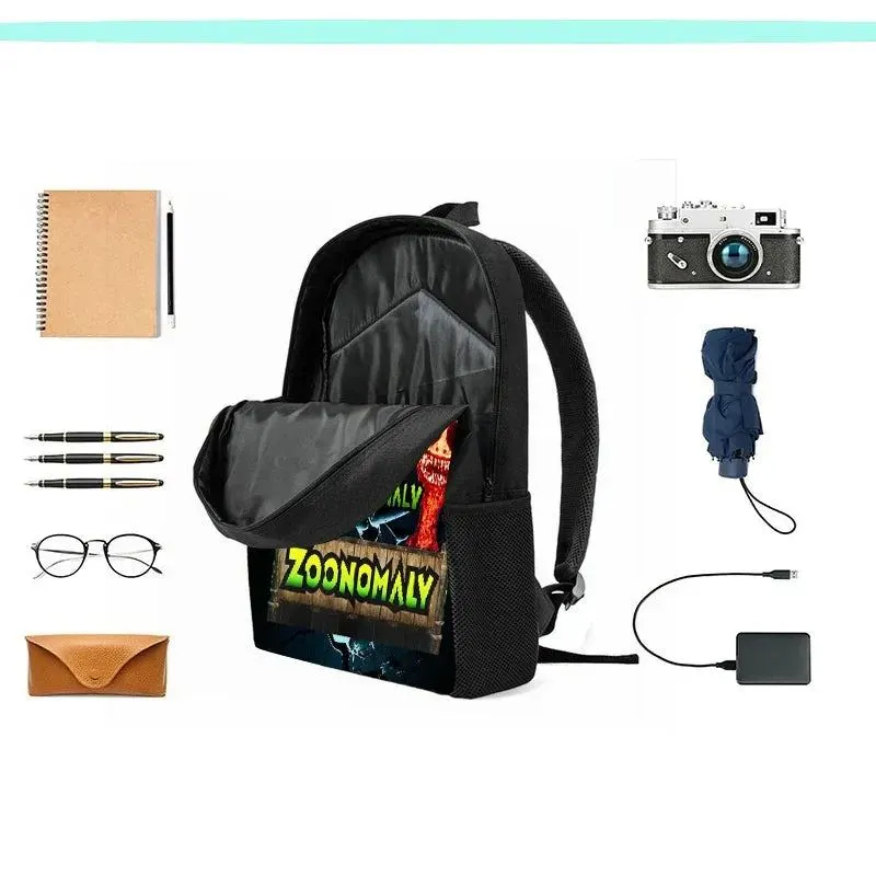 3Pcs Set Zoonomaly Prints School Backpack for Child With Shoulder Bags, Pencil Case ,Cartoon School Bags for Boys Girls