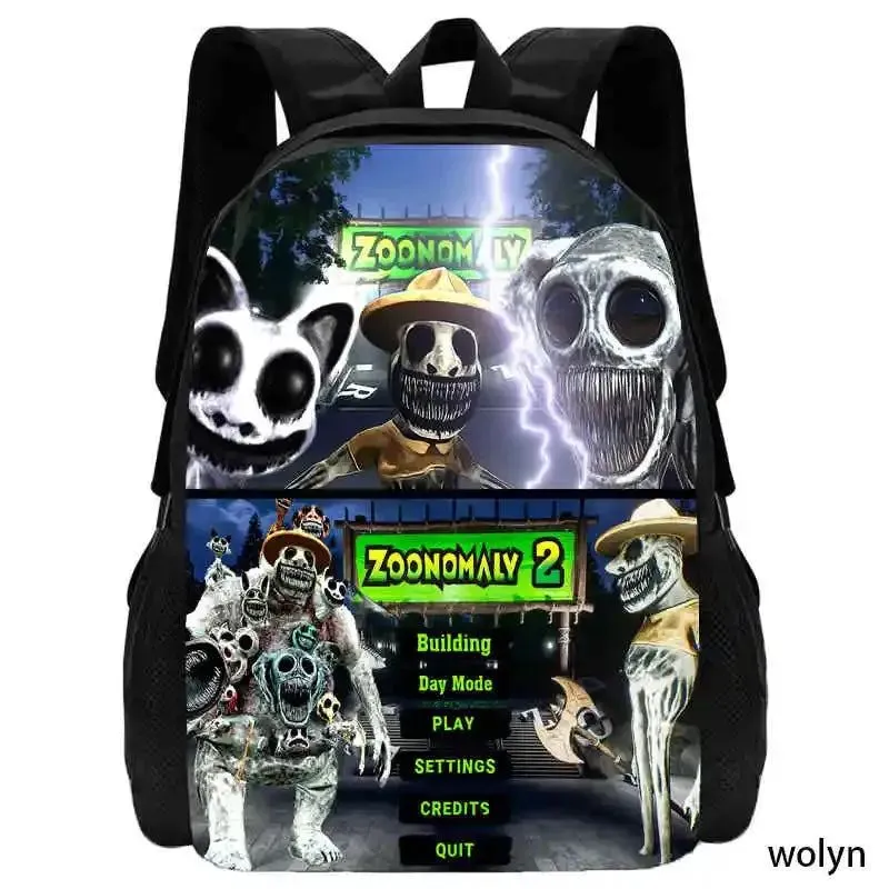 3Pcs Set Zoonomaly Prints School Backpack for Child With Shoulder Bags, Pencil Case ,Cartoon School Bags for Boys Girls