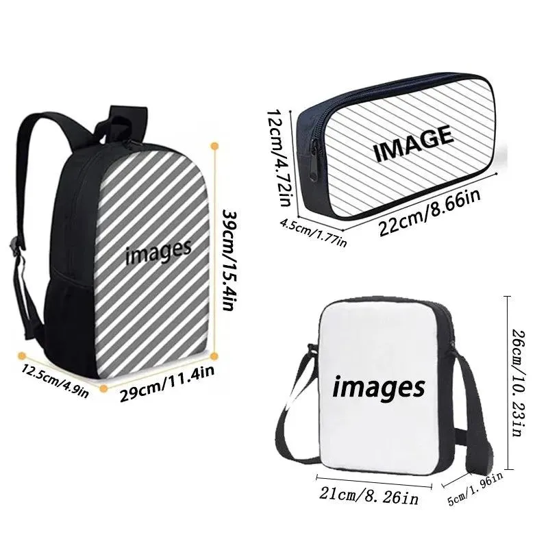 3Pcs Set Zoonomaly Prints School Backpack for Child With Shoulder Bags, Pencil Case ,Cartoon School Bags for Boys Girls