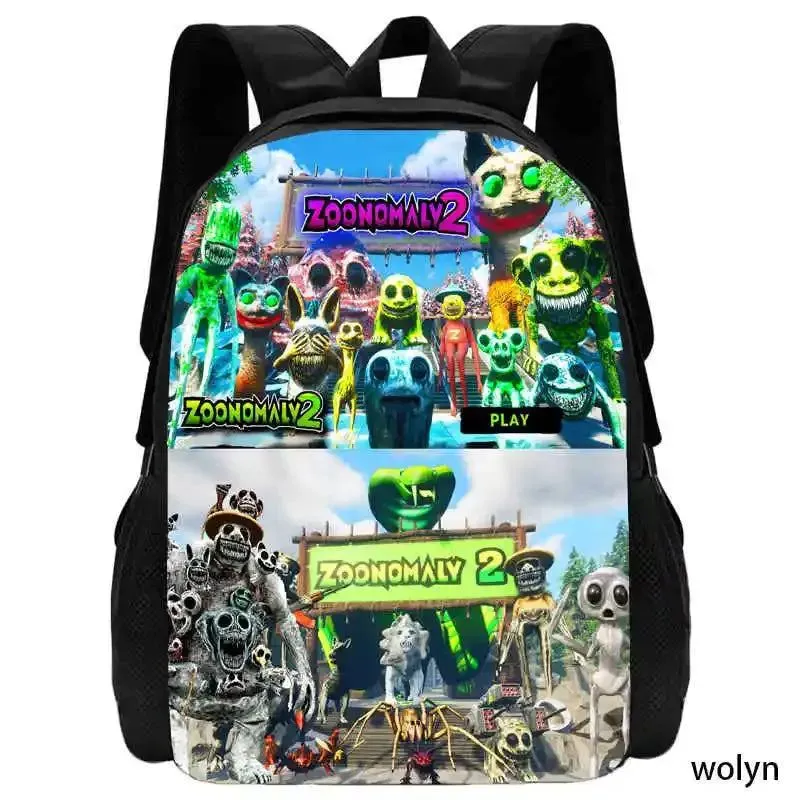 3Pcs Set Zoonomaly Prints School Backpack for Child With Shoulder Bags, Pencil Case ,Cartoon School Bags for Boys Girls
