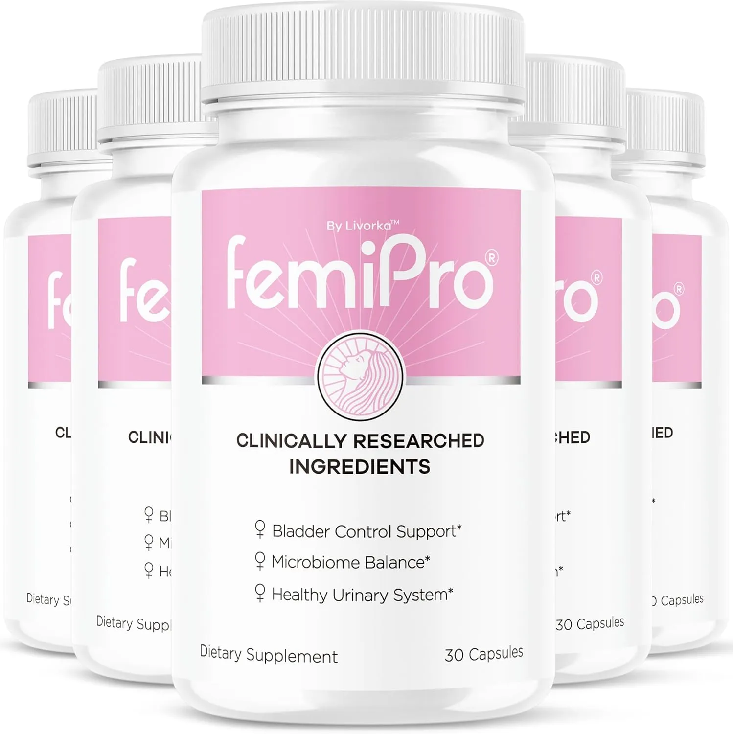 (5 Pack) FemiPro Bladder Control Support - FemiPro Capsules, FemiPro Bladder Support, Probiotic FemiPro, FemiPro Pills, FemiPro Reviews, FemiPro Bladder Support Supplement, 150 Capsules for 5 Months