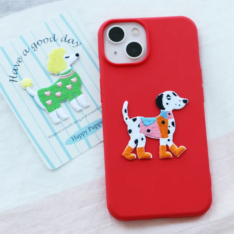 50mm Chic Dog Self-Adhesive Embroidered Patches 4 Pack