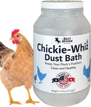 5.5lb Chickie Whiz Dust Bath, Natural Dust Bath for Chickens for Healthier Chicken Eggs, Poultry Care for Other Small Pet Animal for Chicken Coop, Hen House & Farms by Billy Buckskin Co.