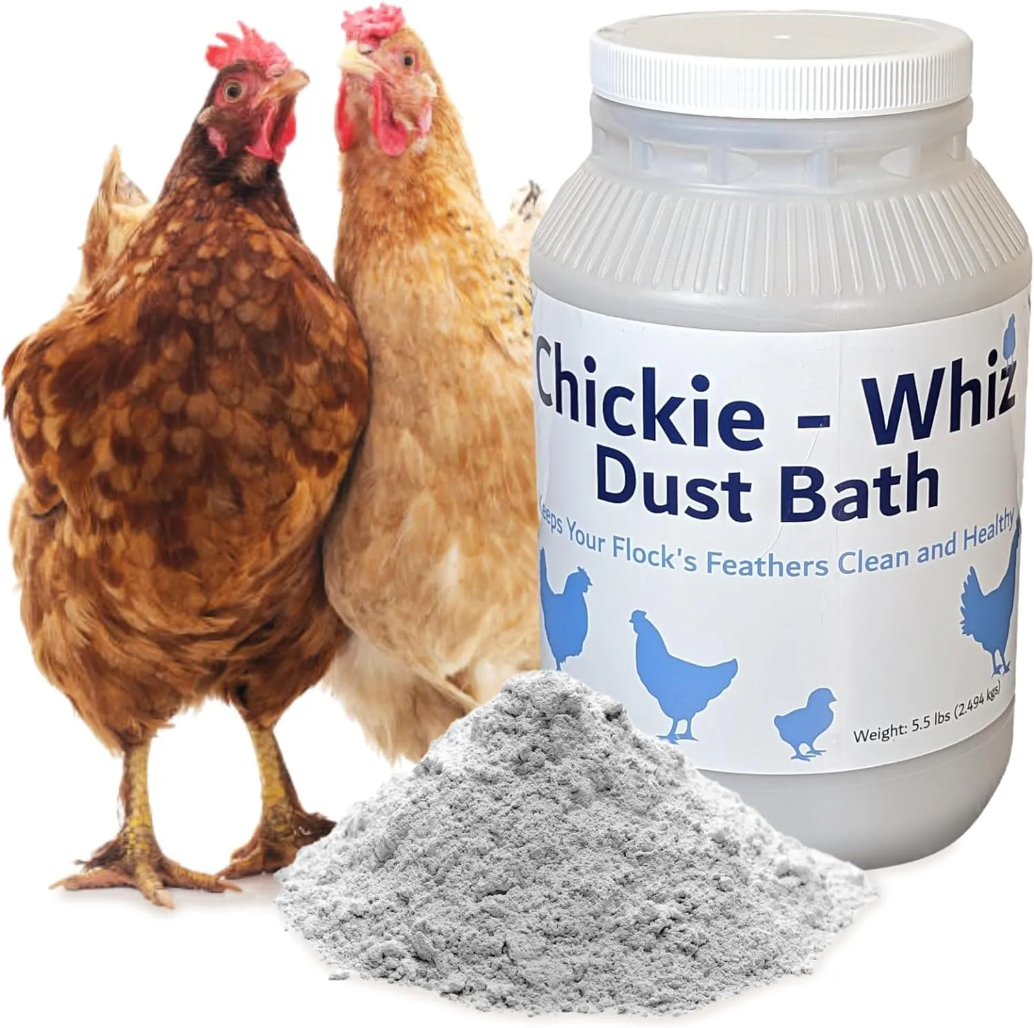 5.5lb Chickie Whiz Dust Bath, Natural Dust Bath for Chickens for Healthier Chicken Eggs, Poultry Care for Other Small Pet Animal for Chicken Coop, Hen House & Farms by Billy Buckskin Co.