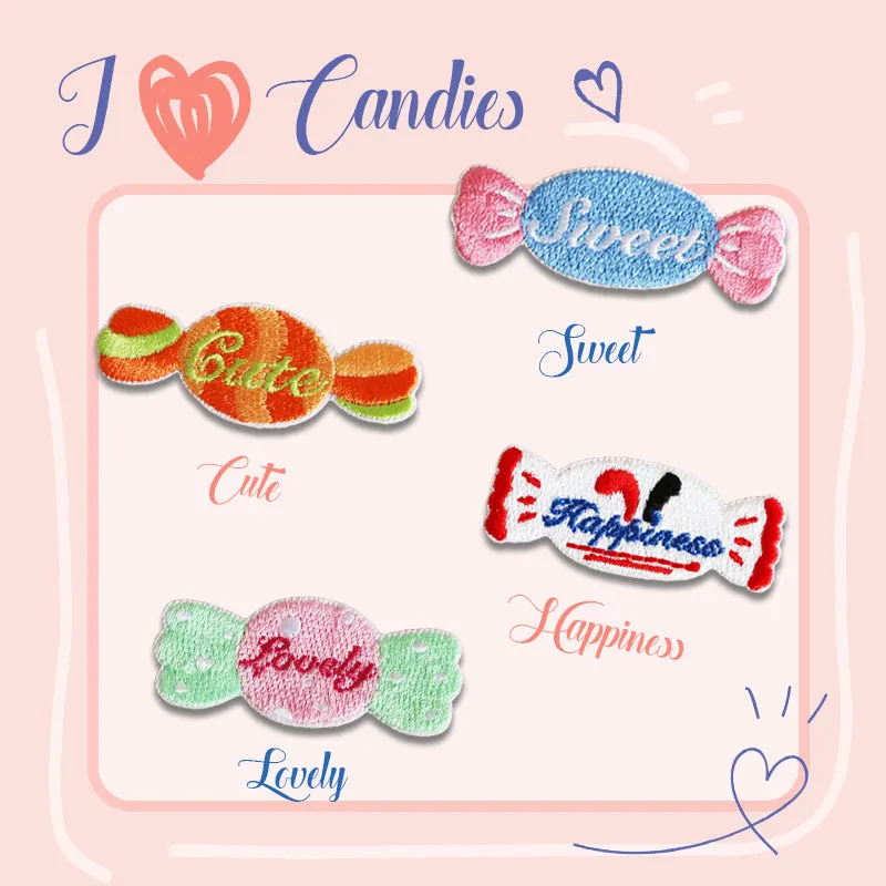 55mm Candy Self-Adhesive Embroidered Patches 8 Pack(4 Colors)