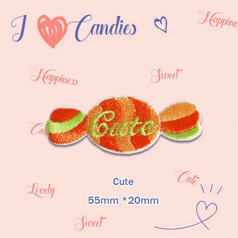 55mm Candy Self-Adhesive Embroidered Patches 8 Pack(4 Colors)