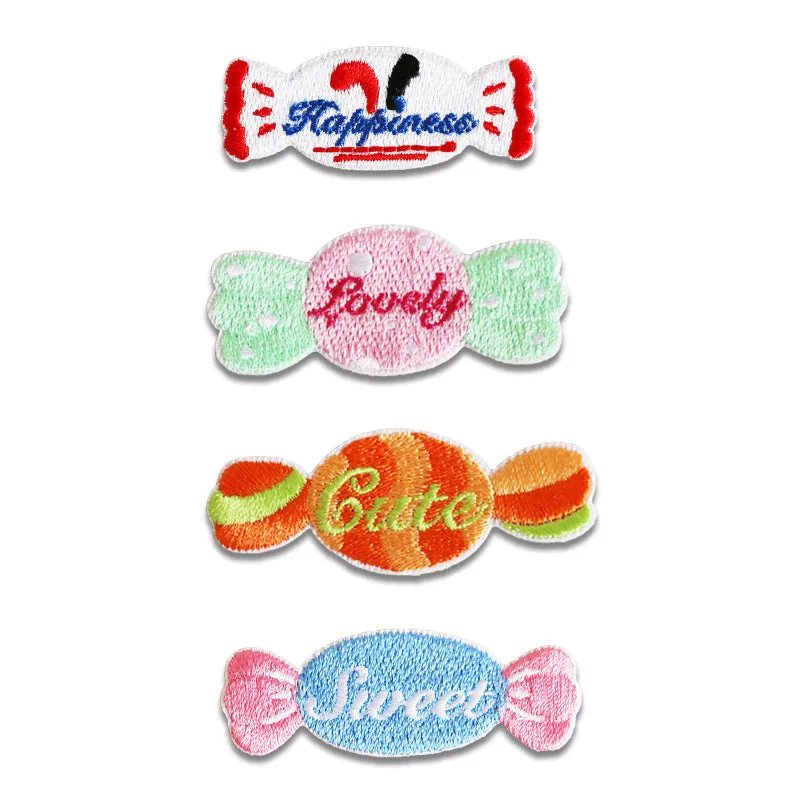 55mm Candy Self-Adhesive Embroidered Patches 8 Pack(4 Colors)