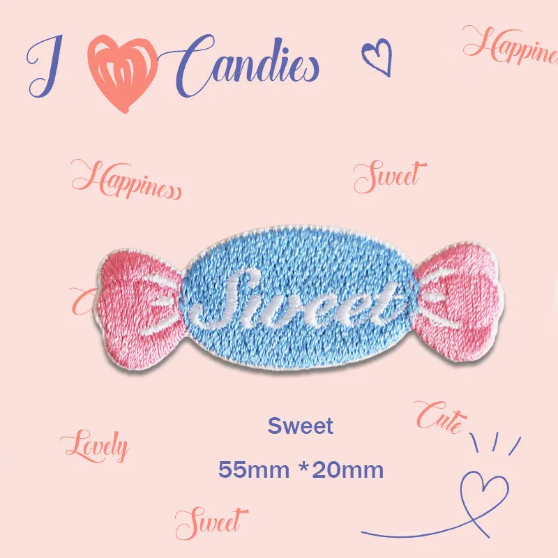55mm Candy Self-Adhesive Embroidered Patches 8 Pack(4 Colors)