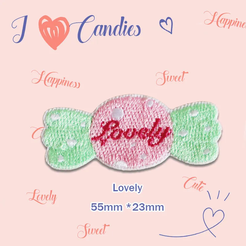 55mm Candy Self-Adhesive Embroidered Patches 8 Pack(4 Colors)