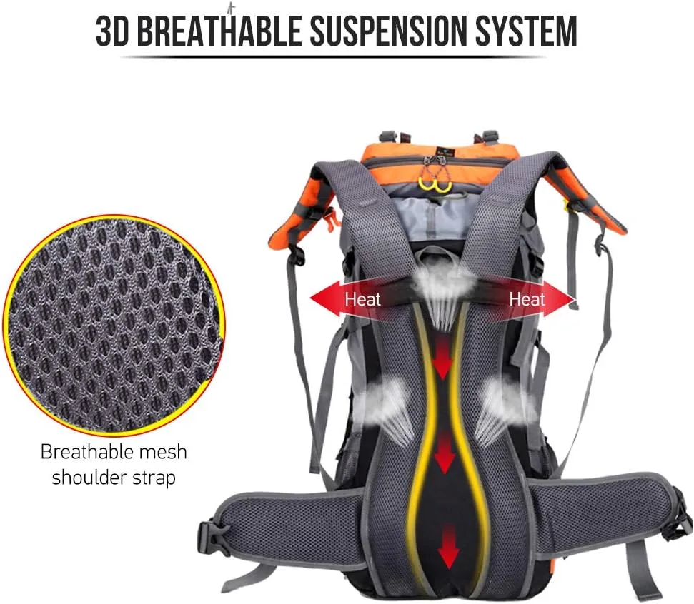 60L Waterproof Hiking Backpack Camping Mountain Climbing Cycle Backpack Outdoor Sport Bag with Rain Cover