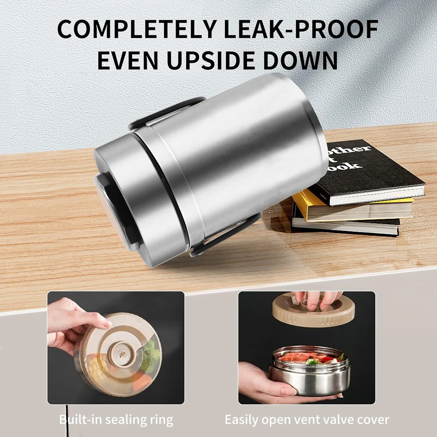 67oz Thermos for Hot Food,3-Layer Sealed Stackable Food Thermos,with Lunch Bag Soup Thermos Wide Mouth,It Is Suitable for Daily Office Meals, and Outdoor Meals (Silver)