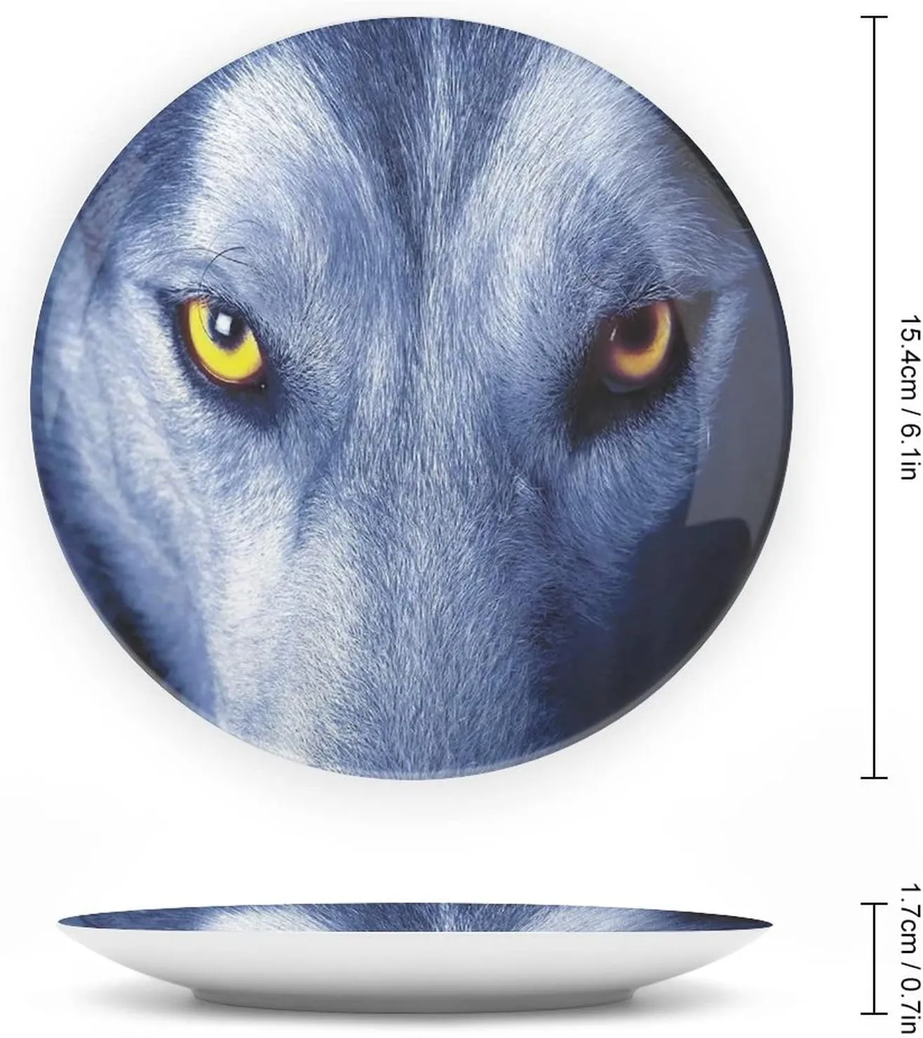 7 Inch Decorative Plate, Wolf Decor Tableware Plate, Wild Wolf Eyes Print Ornament Display Plate for Fine Dining, Upscale Events, Dinner Parties, Weddings, Catering, Christmas, Thankgiving Decor
