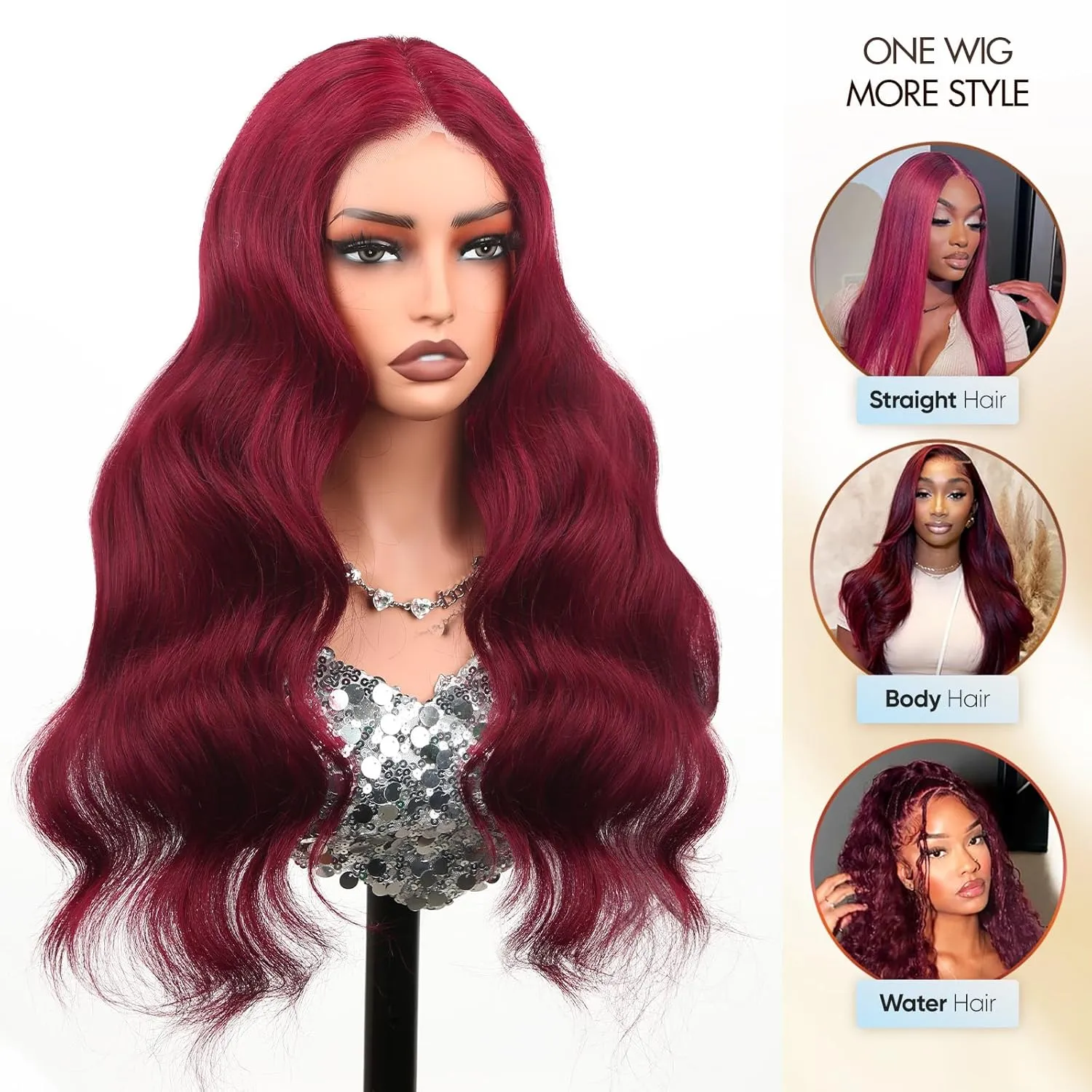 99j Burgundy Lace Front Wigs Human Hair,13x6 HD Body Wave Burgundy Lace Frontal Wigs Human Hair Pre Plucked with Baby Hair,210 Density Colored Wine Red Wig Human Hair for Women 26 Inch