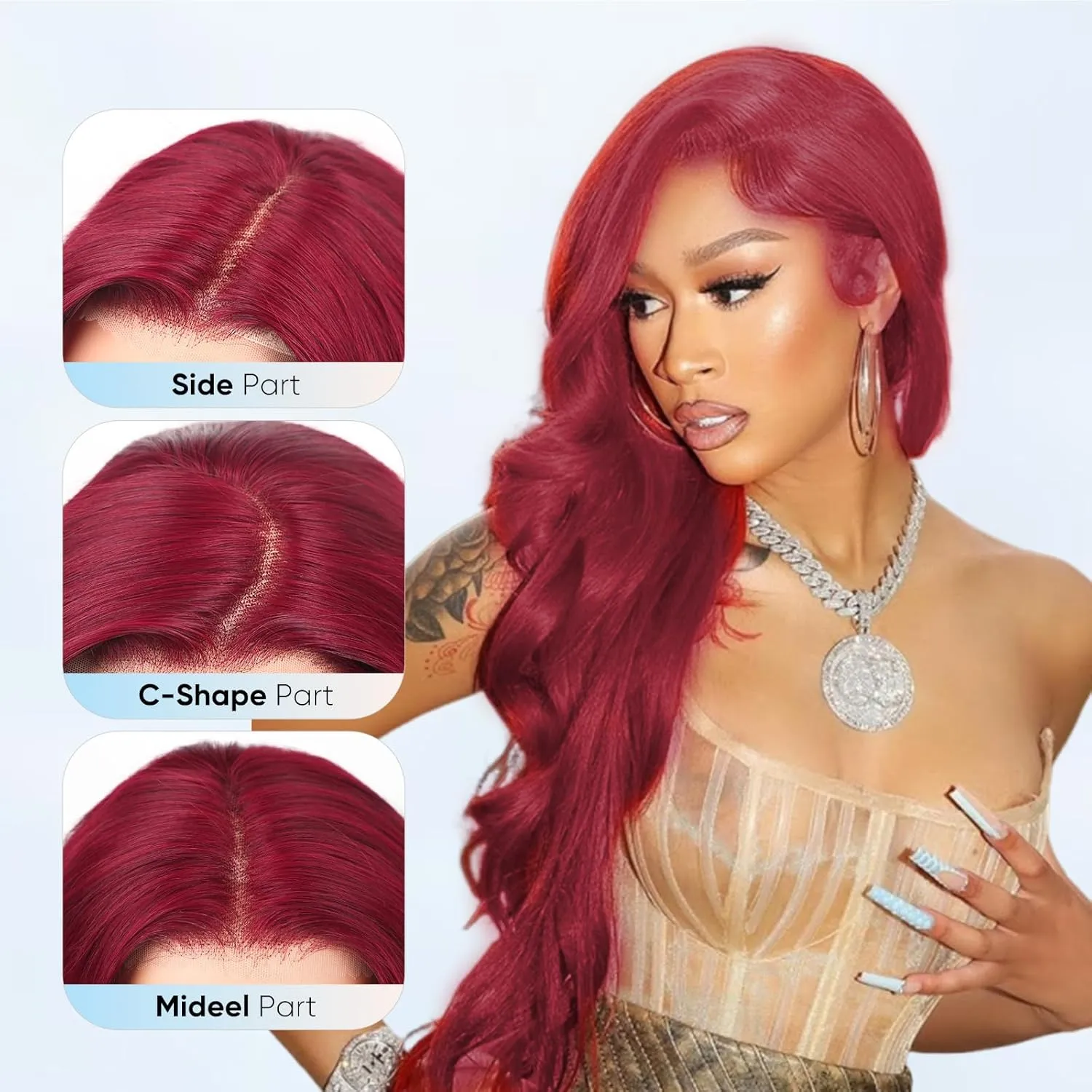 99j Burgundy Lace Front Wigs Human Hair,13x6 HD Body Wave Burgundy Lace Frontal Wigs Human Hair Pre Plucked with Baby Hair,210 Density Colored Wine Red Wig Human Hair for Women 26 Inch