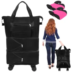 Abbylike Expandable Booster Seat Travel Bag for Airplane Backless Folding Car Seat Travel Bag with Wheels Airport Check and Carrier for Business Trips Short Trips