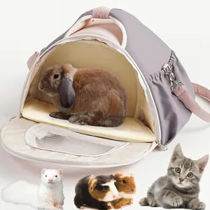 ABLAZEZAI Bunny Carrier Bag with Soft Mat, Small Animal Large Breathable Travel Bag, Portable Outdoor Pouch with Side Pockets for Rabbits Adult Guinea Pig, Kitten,Chinchillas, Gerbils, Birds, Snakes