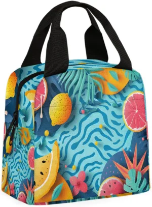 Abstraction Orange Lunch Bag Abstract Pattern Tote Lunch Bag Reusable Lunch Box Leakproof Cooler Bag