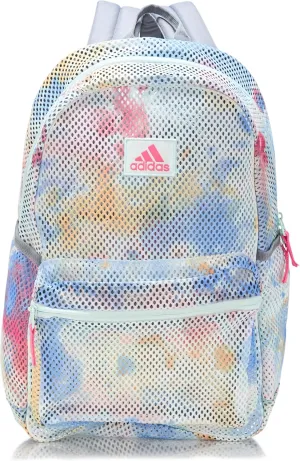 adidas Hermosa Mesh Backpack, See-Through Transparent Clear Festival Bag, Tie-Dye Wash Halo Mint Green/Pulse Magenta Pink/Grey, One Size