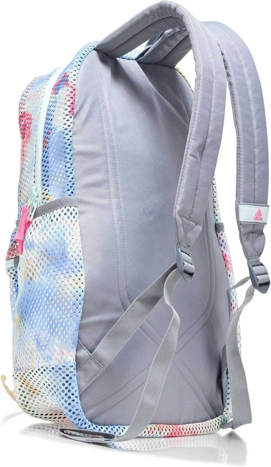 adidas Hermosa Mesh Backpack, See-Through Transparent Clear Festival Bag, Tie-Dye Wash Halo Mint Green/Pulse Magenta Pink/Grey, One Size