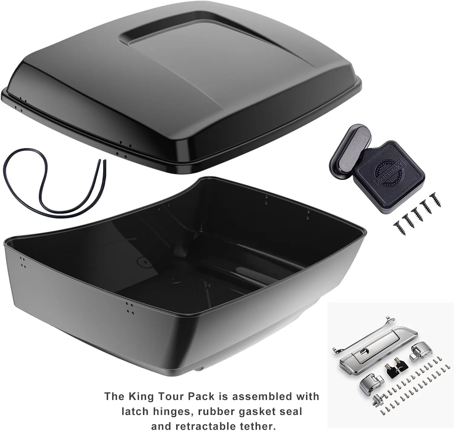Advanblack Tour Pack Atlas Silver Metallic King Tour Pack Fit for Harley Touring, Road King Special, Street Glide Special, Road Glide Special, 2014-2023