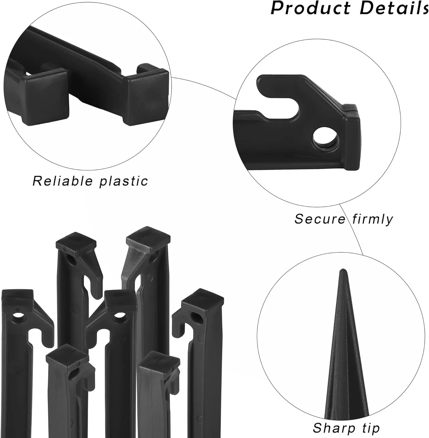 ADXCO 24 Pieces Plastic Inflatables Stakes 8.8 Inch Yard Stakes Anchor Replacement Inflatable Decoration Stakes Heavy Duty Camping Tent Stakes for Christmas, Halloween Home Garden, Black
