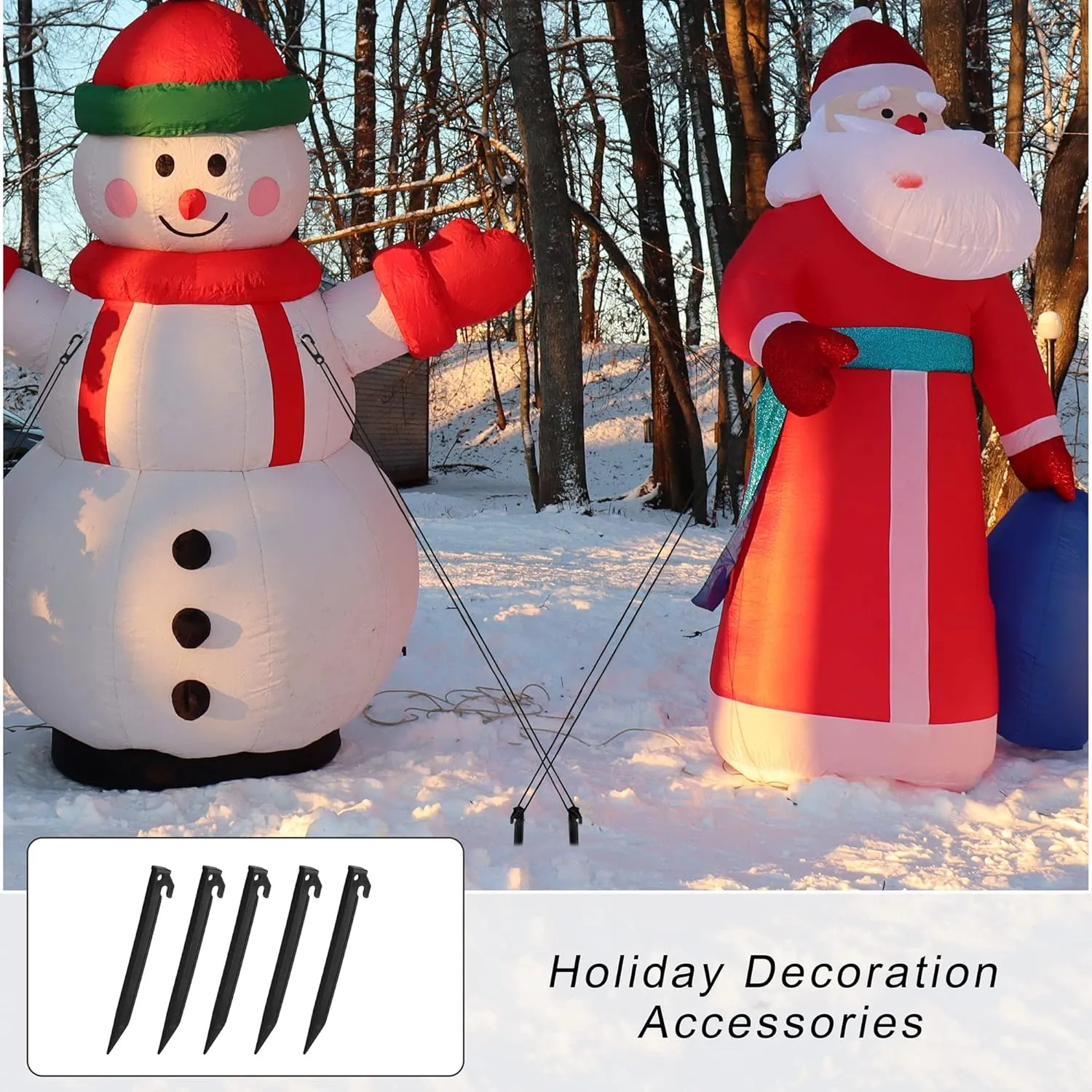 ADXCO 24 Pieces Plastic Inflatables Stakes 8.8 Inch Yard Stakes Anchor Replacement Inflatable Decoration Stakes Heavy Duty Camping Tent Stakes for Christmas, Halloween Home Garden, Black