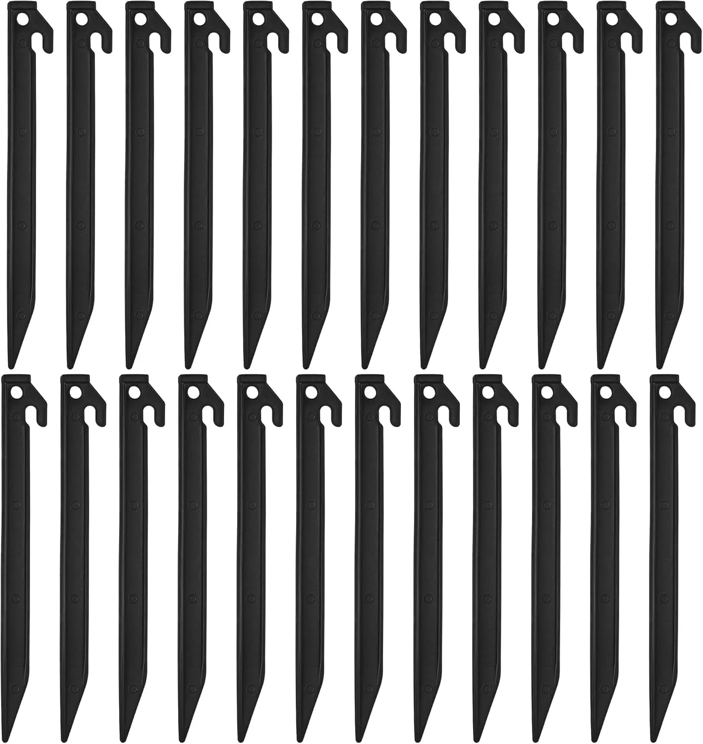 ADXCO 24 Pieces Plastic Inflatables Stakes 8.8 Inch Yard Stakes Anchor Replacement Inflatable Decoration Stakes Heavy Duty Camping Tent Stakes for Christmas, Halloween Home Garden, Black
