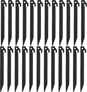 ADXCO 24 Pieces Plastic Inflatables Stakes 8.8 Inch Yard Stakes Anchor Replacement Inflatable Decoration Stakes Heavy Duty Camping Tent Stakes for Christmas, Halloween Home Garden, Black