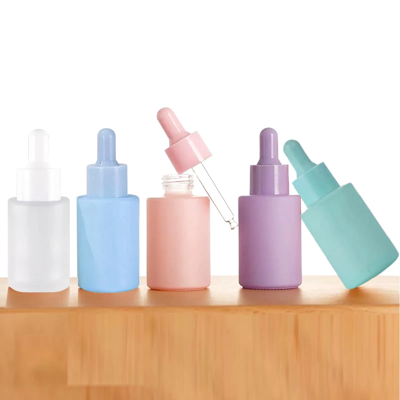 AGENIZ 4 Pack 1oz Glass Dropper Bottle,Purple Coated Glass Dropper Bottles with 2 Funnels & 2 Lotion Pumps,30 ml Eye Dropper Bottles For Essential Oils,Serums,Lotion,Tincture Bottles (D - Purple)