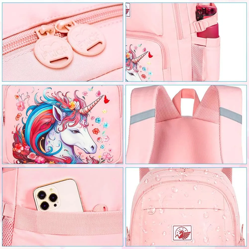 AGSDON 3PCS Backpack for Girls Set, Laptop College School Bookbag and lunch bog, Water Resistant Backpacks